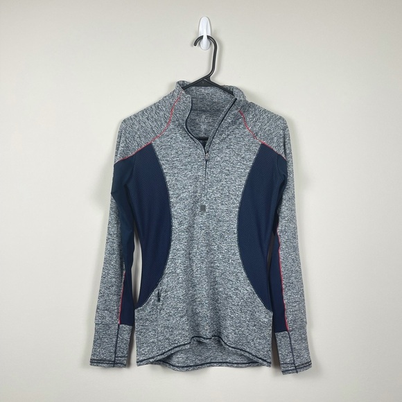Athleta Sweaters - Athleta Grey and nNavy Fitted Quarter Zip Size XXS